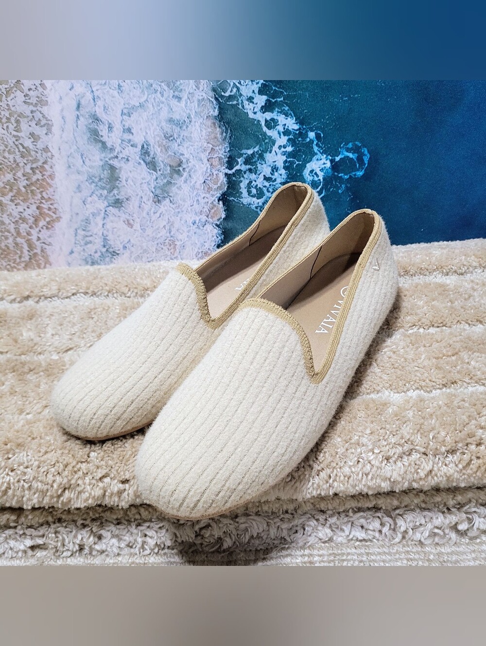 VIVAIA Cream Knit Slip-On Loafers — Lightweight Women's Flats 8 - Picture 2 of 14
